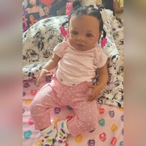 Reborn Doll in Pink Stripes and Polka Dots